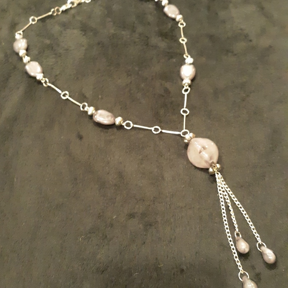 Gray and silver costume jewelry necklace
